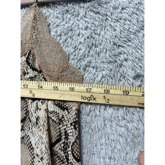 Y2K Snake print lace trim cami tank Beige Brown Size Small Adjustable Straps - Picture 8 of 9